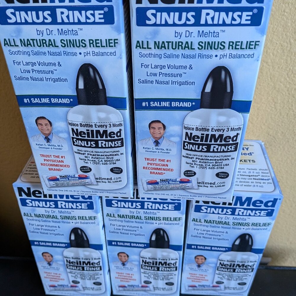 NWT Lot of 5 Boxes NeilMed Sinus Rinse Packet with Bottle